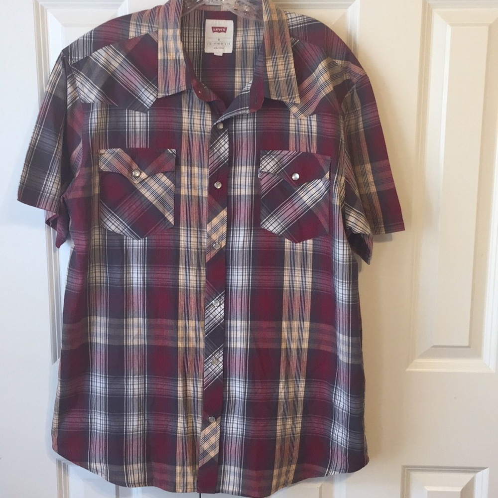 Levis Pearl Snap Plaid Western shirt XL